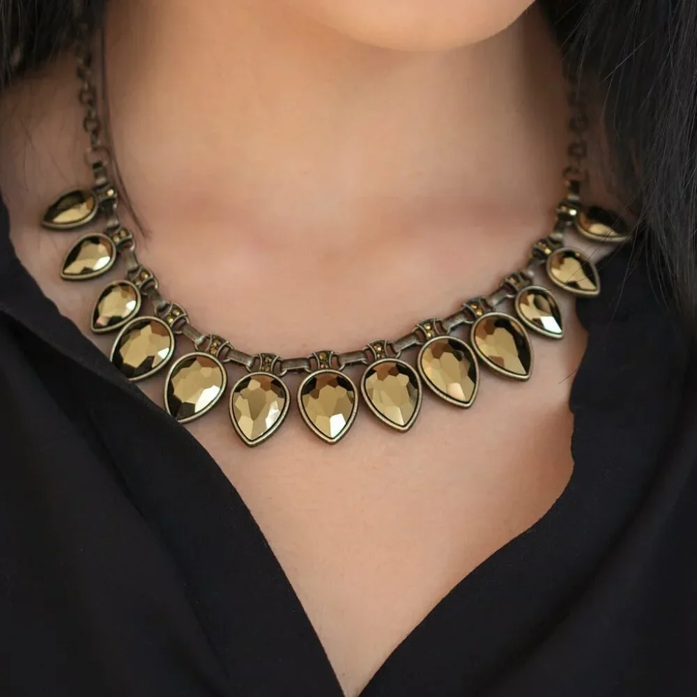 Paparazzi Jewelry Accessories - FEARLESS is More - Brass Necklace - Vintage